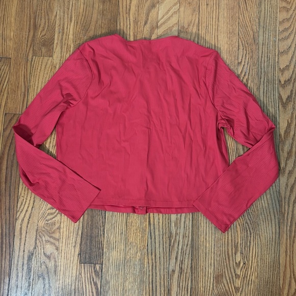 Andie Swim Augusta Jacket Ribbed Coverup Flame Red size M NWT - Picture 3 of 6